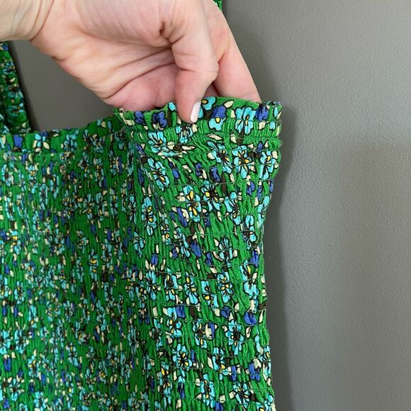 RHODE Jasmine Dress Green Floral Smocked Mini Dress Size Large Bodycon Sexy Cute - Picture 10 of 16